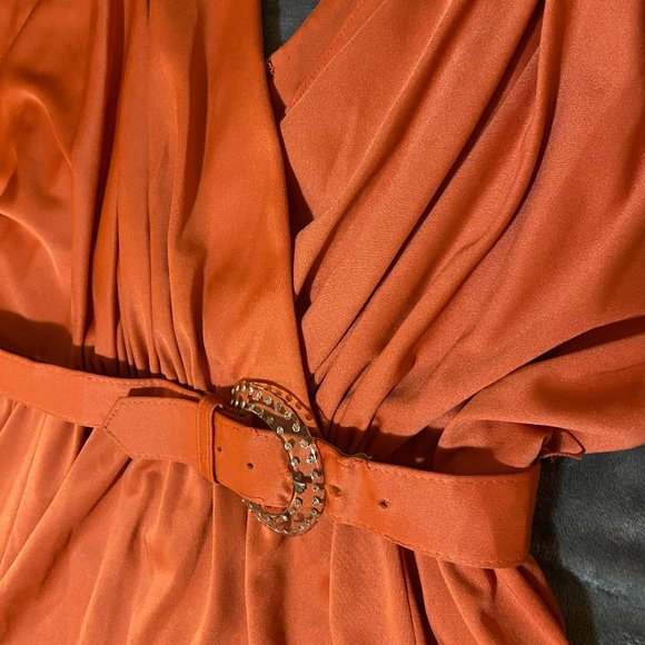 Vintage 1970s Orange Formal Dress M - Picture 6 of 8